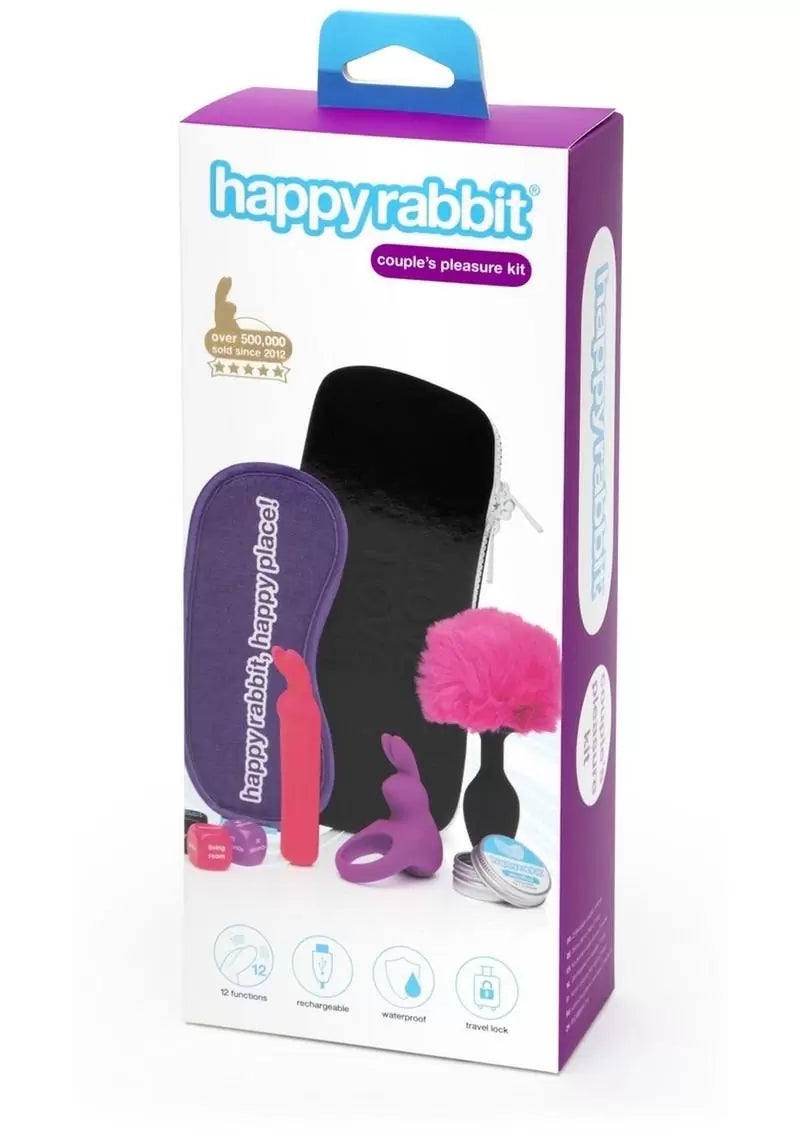 Happy Rabbit Couples Rechargeable Silicone Pleasure Kit (7 Piece) – Pink/Purple