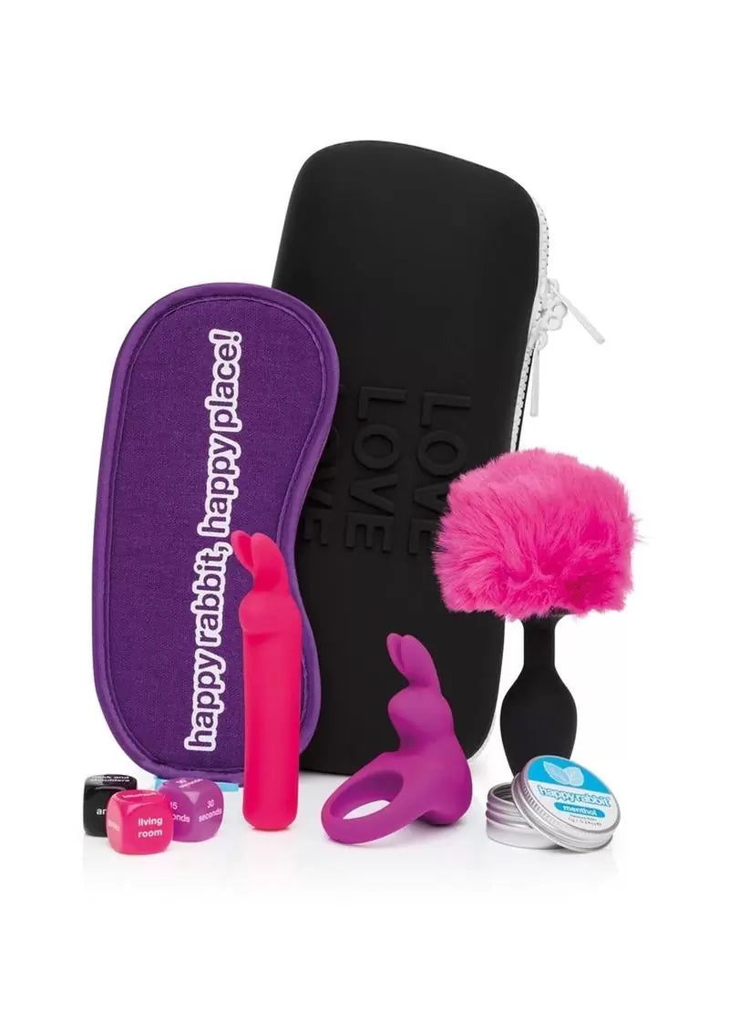Happy Rabbit Couples Rechargeable Silicone Pleasure Kit (7 Piece) – Pink/Purple