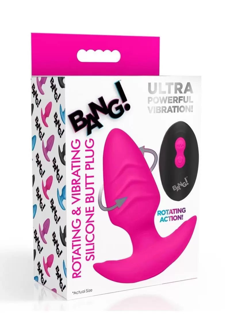 Bang! Rotating Vibrating Rechargeable Silicone Butt Plug with Remote
