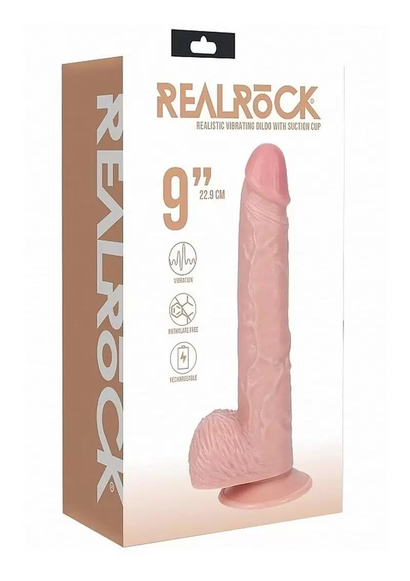 RealRock Vibrating Cock with Balls Regular Straight 9in