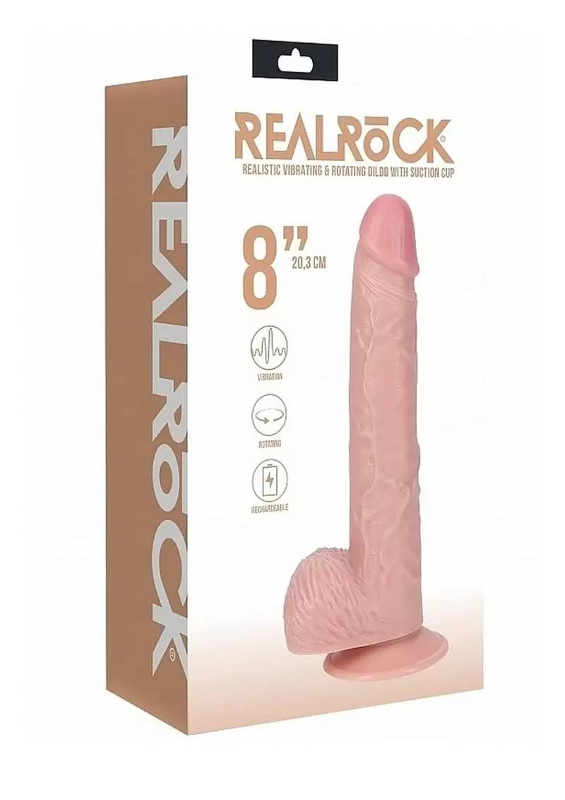 RealRock Vibrating and Rotating Cock with Balls Regular Straight 8in