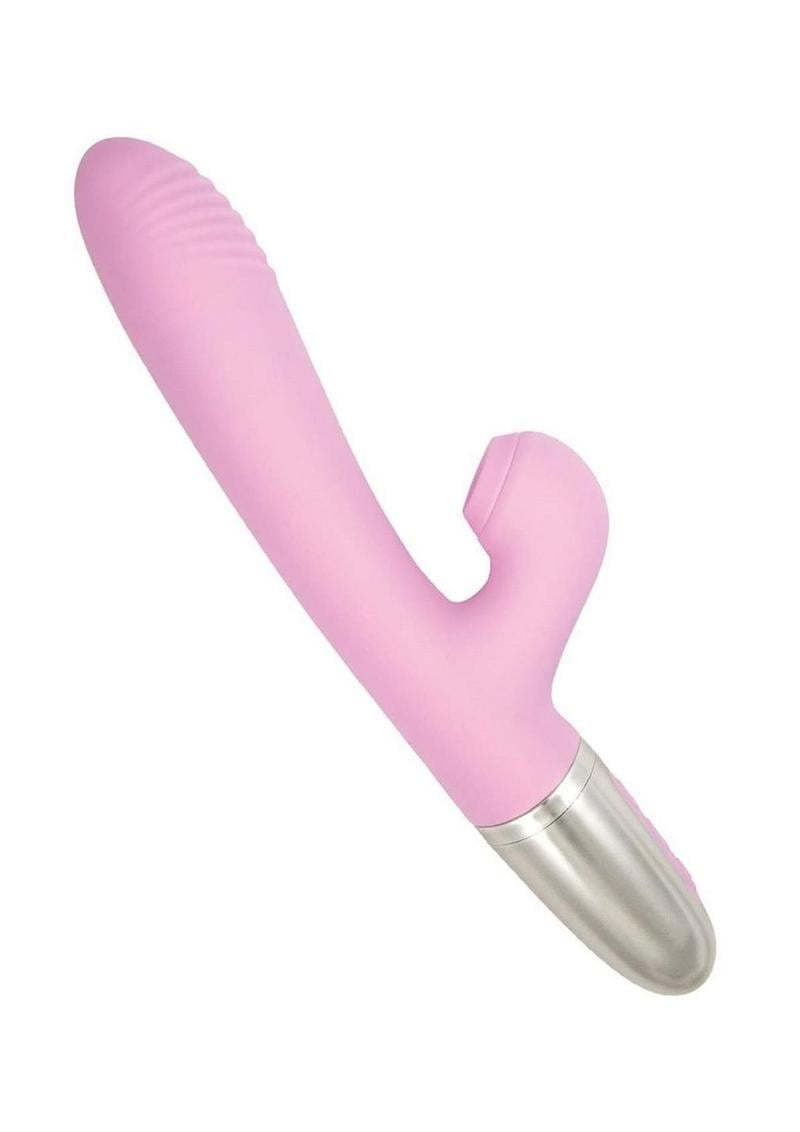 Goddess Tapping Thruster Rechargeable Silicone Rabbit Vibrator with Clitoral Stimulator