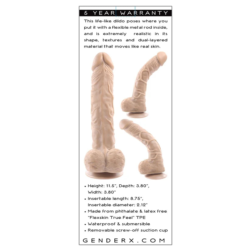 Gender X Poseable Flexskin True Feel Dildo-Light