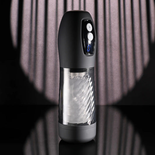 Playboy Whirlwind Rechargeable Thrusting and Spinning Stroker – Black