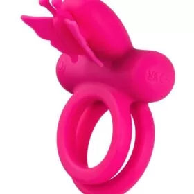 Silicone Rechargeable Dual Butterfly Couples Ring – Pink