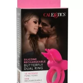 Silicone Rechargeable Dual Butterfly Couples Ring – Pink