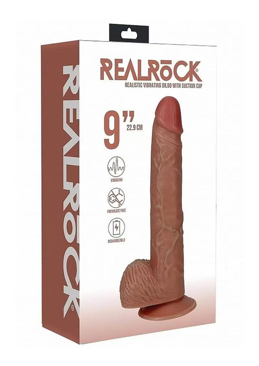 RealRock Vibrating Cock with Balls Regular Straight 9in