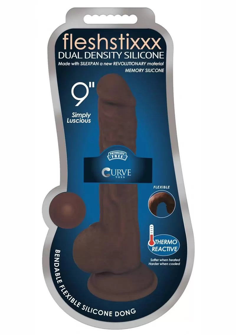 Fleshstixxx Dual Density Silicone Bendable Dong with Balls 9in