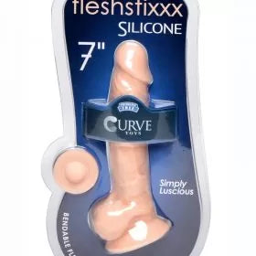 Fleshstixxx Silicone Bendable Dong with Balls 7in Vanilla