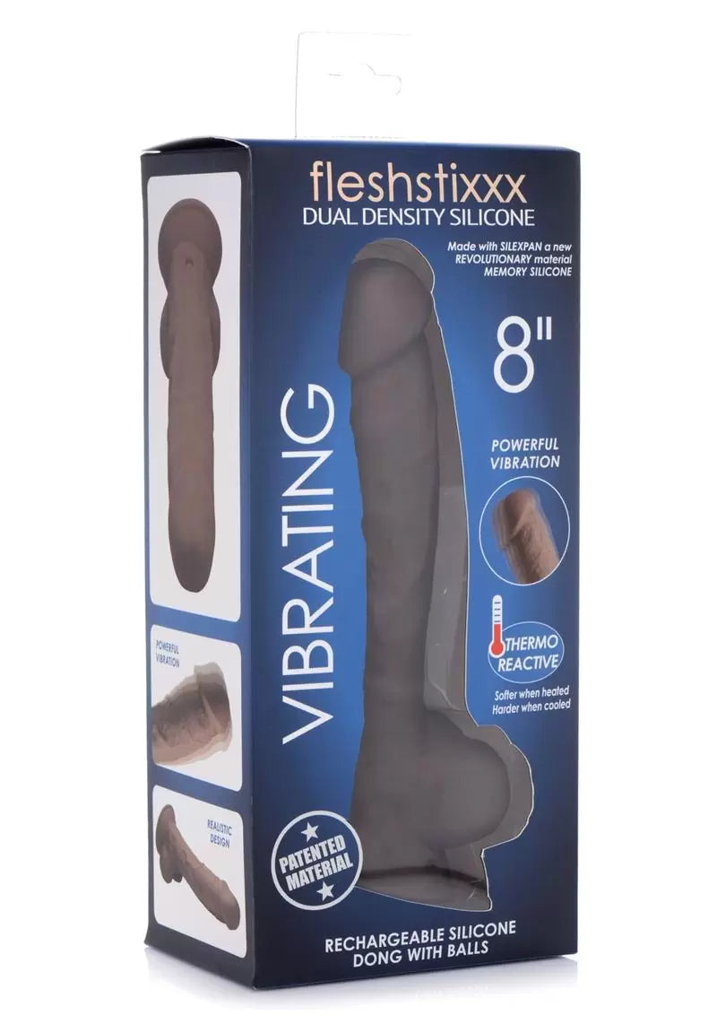 Fleshstixxx Silicone Rechargeable Vibrating Dildo With Balls 8in